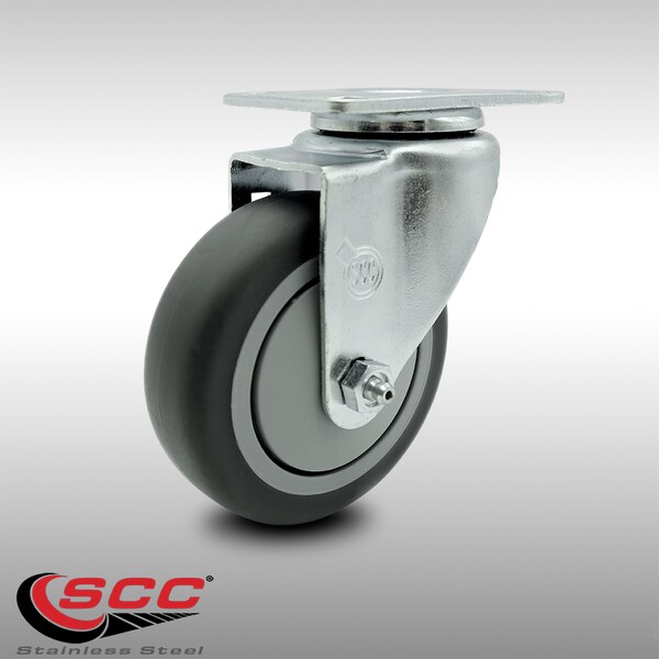 4 Inch SS Thermoplastic Rubber Wheel Swivel Top Plate Caster